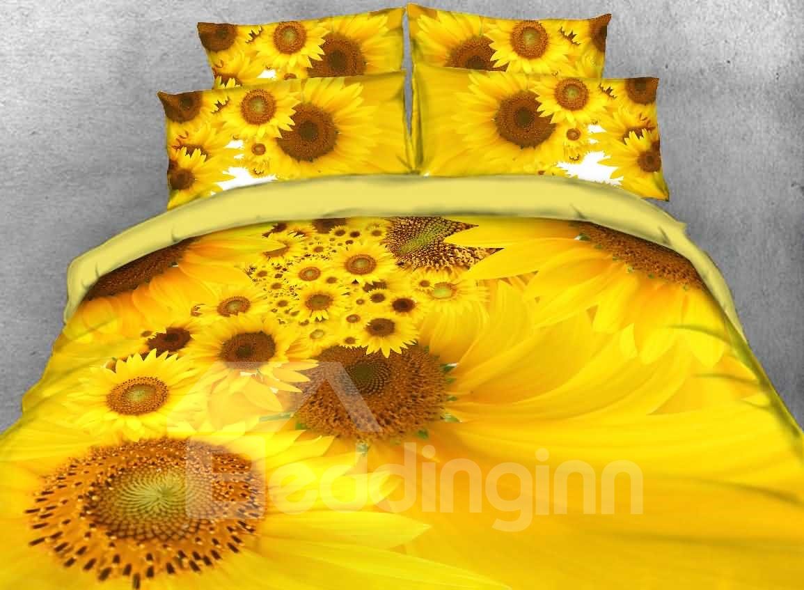 India Arts Sunflower Print Tapestry Cotton Bedspread 108 x 88 Full-Queen  Yellow