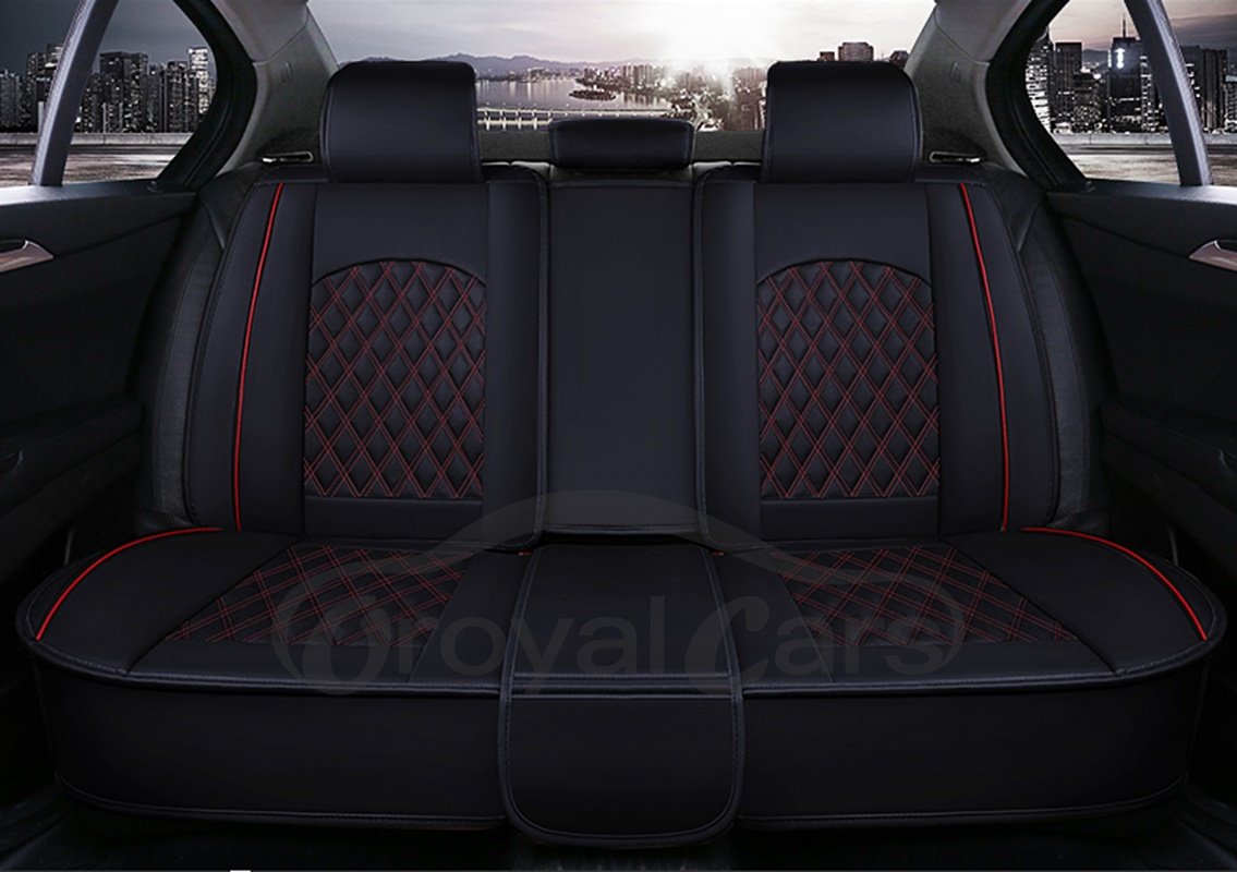 5 Seats Wear Resistant Leather Easy to Install Luxurious Color Brilliancy Plaid Leather Universal Car Seat Covers Not Suitable for The Rear Seats of M