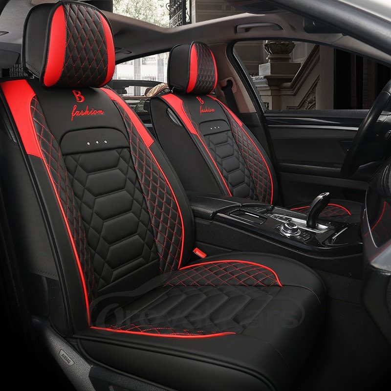 5 Seats Business Style Artificial Leather Material Crystal Diamond Embellishment Wear And Dirty Resistance Universal Fit Seat Covers