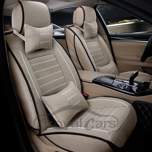 Stripe Pattern And Formal Protective Linen Material Universal Car Seat Cover Universal for Most Sedan SUV Truck
