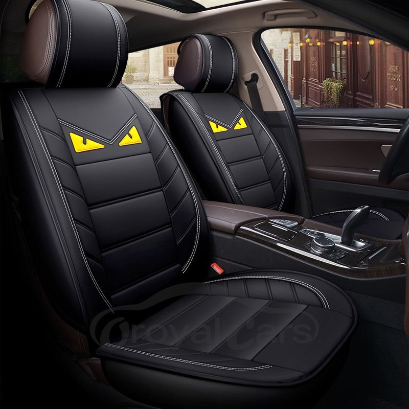 Cartoon Style Skin Friendly Wear Resistant Breather Man Made Leather 5 Seats Durable Universal Fit Seat Covers