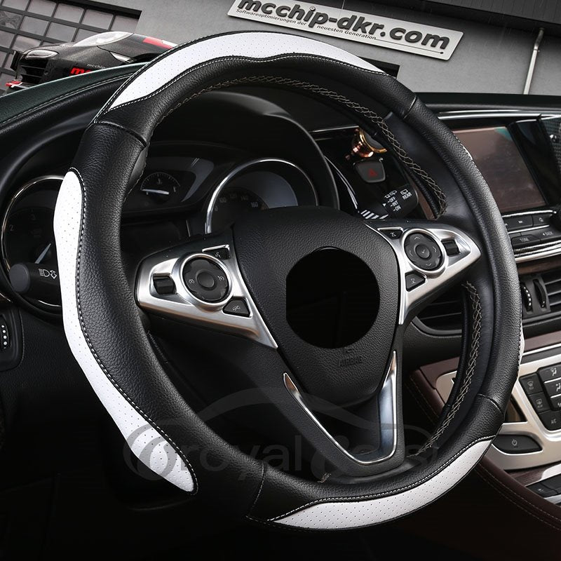 Universal Steering Wheel Covers Comfortable Skin-friendly Wear-resistant Non-slip Leather Material Two Types Round D Shape Car Steering Wheel Covers
