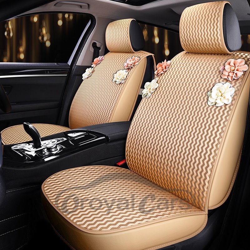 5pcs Car Seat Covers Full Set with Waterproof Leather,Airbag Compatible Automotive Vehicle Cushion Cover Universal Fit for Most Cars Sedan, Van SUV and Truck