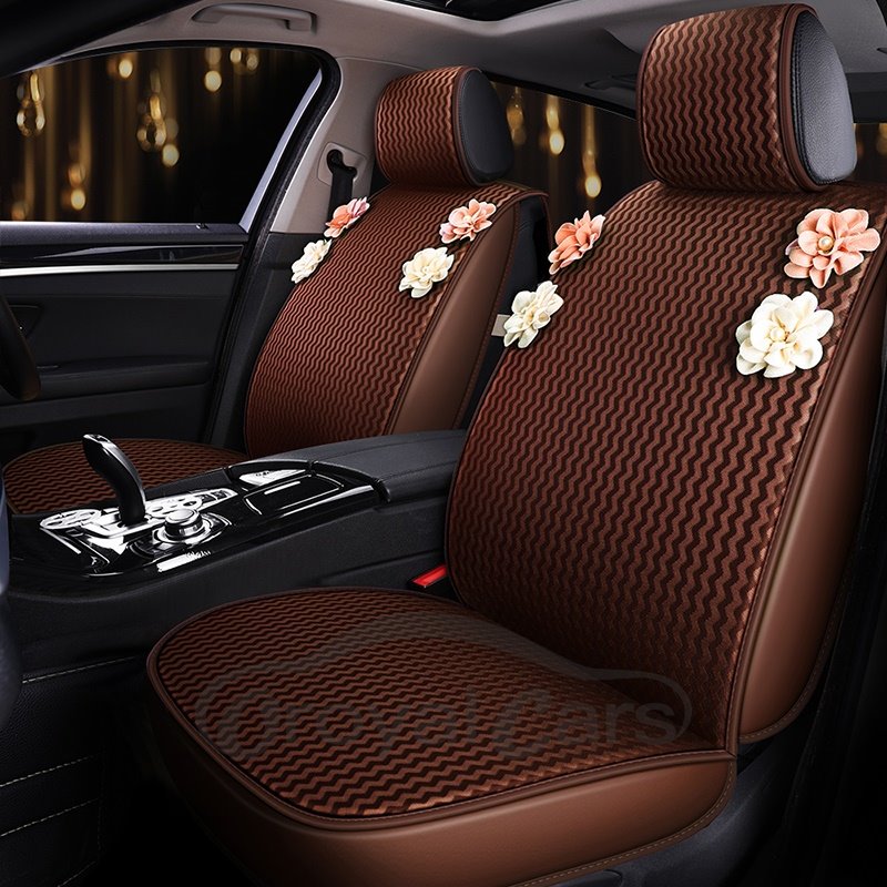 5pcs Car Seat Covers Full Set with Waterproof Leather,Airbag Compatible Automotive Vehicle Cushion Cover Universal Fit for Most Cars Sedan, Van SUV and Truck