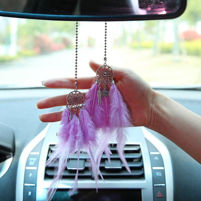 Car Creative Interior Accessories Cute Rearview Mirror Pendant Dreamcatcher Feather Car Pendant