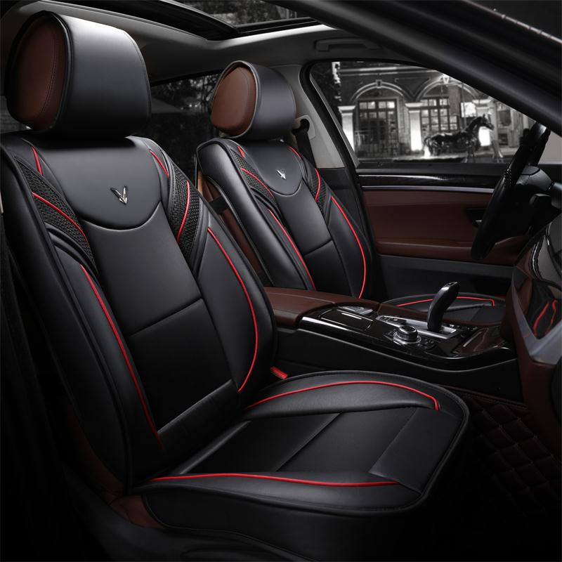 Unfading Hard-Wearing Soft Comfortable Superb Man-Made Leather Material Extravagant Universal Fit Car Seat Covers Suitable For 5-Seater Cars