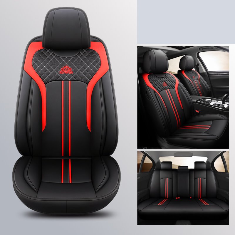5 Seater Car Seat Covers Full Coverage Soft Wear Resistant Durable Skin Friendly PU Leather and Breathable Ice Silk Airbag Compatible Fastness Universal Fit Seat Covers