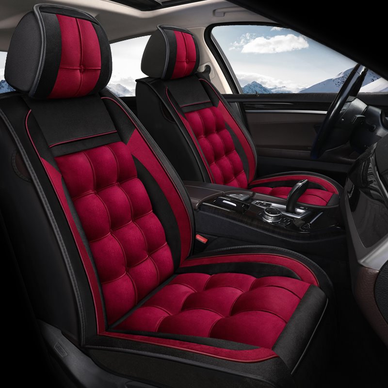 5 Seats Full Set Leather Car Seat Covers Comfortable And Warm Soft Winter Plush Material Fully Enclosed Version Dirt Res